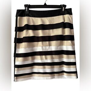 White House Black Market Black and Cream Layered Fabric Mini Pencil Skirt